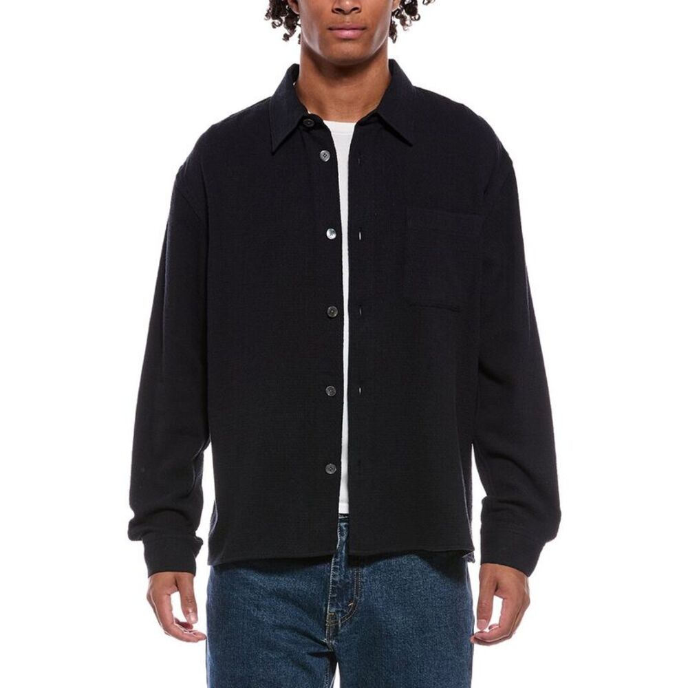 Frame Denim Mens Frame Open Weave Shirt, Navy